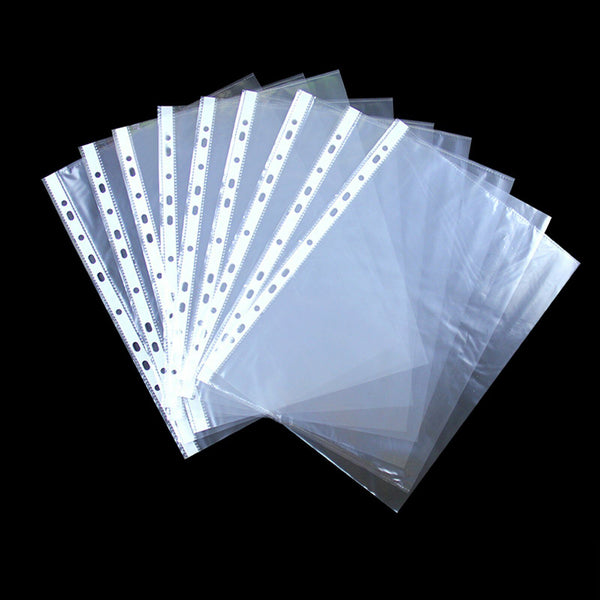 100pcs A4 Clear Plastic Punched Pockets Folders Filing Sleeves Document Files AU