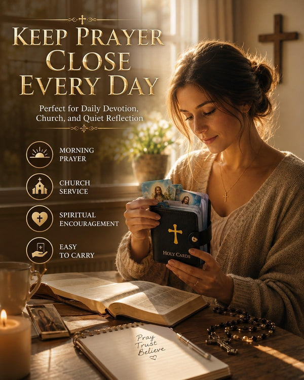 Prayer Card Holder WITH 54 Essential Catholic Christian Prayer Holy Cards Set AU