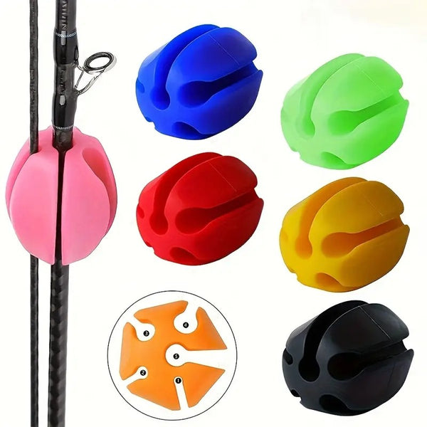 6PCS Silicone Fishing Rod Holder Non Slip 5 Hole Rod Gripper Organizer
