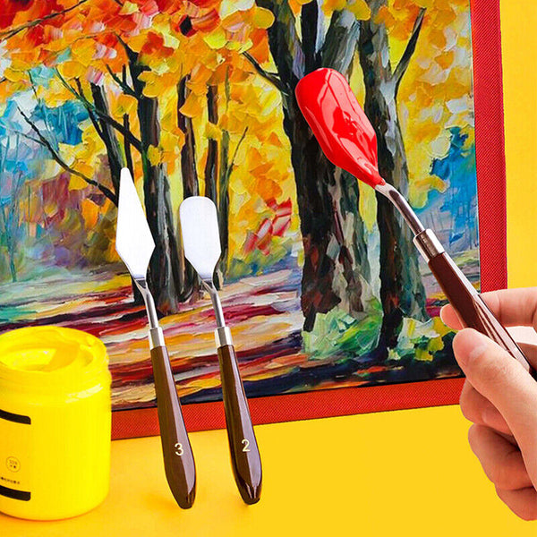 5Pcs Paint Spatula Set Stainless Steel Artist Palette Knife Oil Painting Scraper