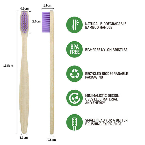 6x Bamboo Toothbrush Oral Care Environmental Teeth Brushes Soft Medium Bristles