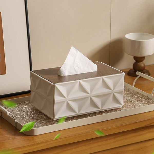 Modern Tissue Box Dispenser Cover Paper Napkin Storage Holder Organiser White