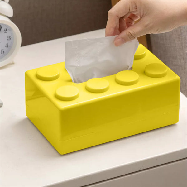 Building Block Tissue Box Cover | Creative Tissue Dispenser Storage Holder for Home Car Desk