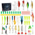 Fishing advent calendar 2026 set with Merry Christmas box, hard-body lures, hooks, soft plastics, spoons and spinners