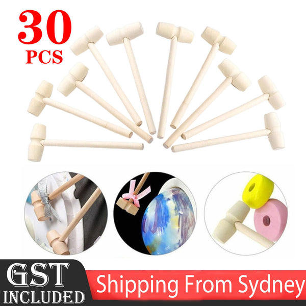 30X Mini Wooden Hammer For Chocolate Breakable Heart Hammer Mallet Smash DIY Toy