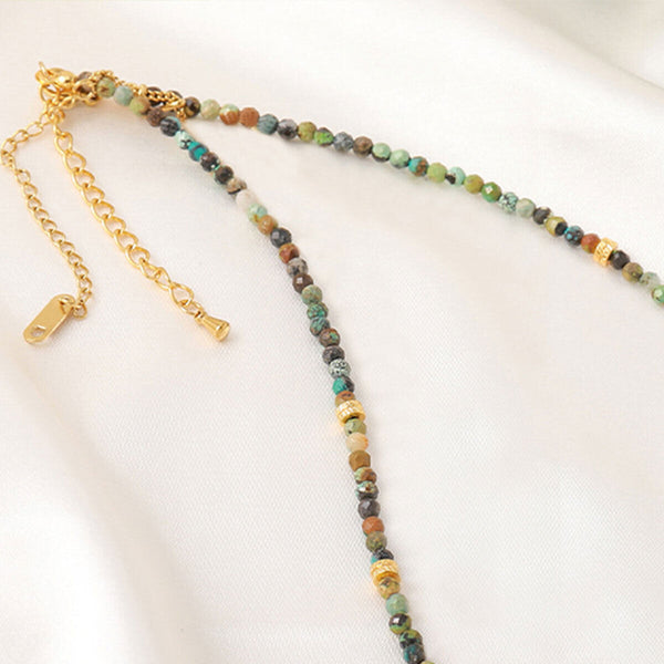 Vintage Colourful Beaded Necklace for Women with Turquoise Sun Pendant Fashion