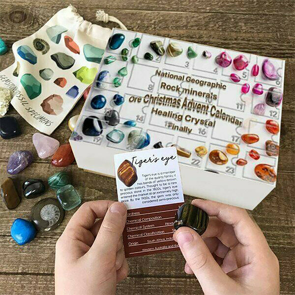 Christmas Advent Calendar Xmas Blind Box Rock Ore Mineral Fossil Stone Kit
