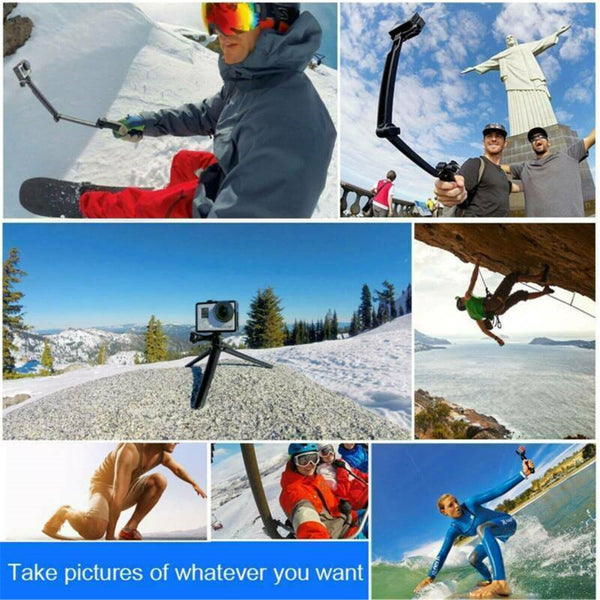 3-Way Foldable GoPro Tripod Mount Hand Grip Monopod For Gopro Hero 9 8 7 6 5 4 3