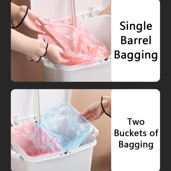 45L Kitchen Bin Waste Sorting Trash Bins 3 Lid Garbage Recycling Wheels Dustbin