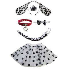 101 Dalmatians Costume Kids Girls Dalmatian Tutu Set Ears Tail Bowtie Choker Book Week
