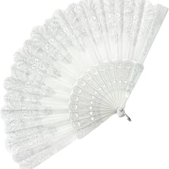 10PCS White Folding Hand Fans Wedding Party Dance Costume Decoration Accessories