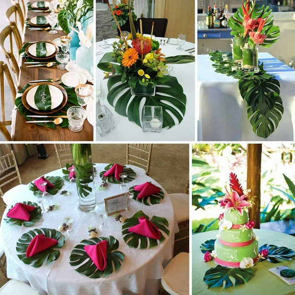 36Pcs Hawaiian Artificial Tropical Palm Leaves Monstera Leaves Rooms Party Decor
