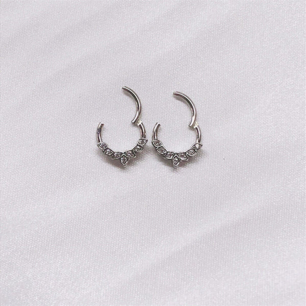 Surgical Steel 16g CZ Hinged Ring Clicker Nose Ear Tragus Septum Piercing 1/2pc