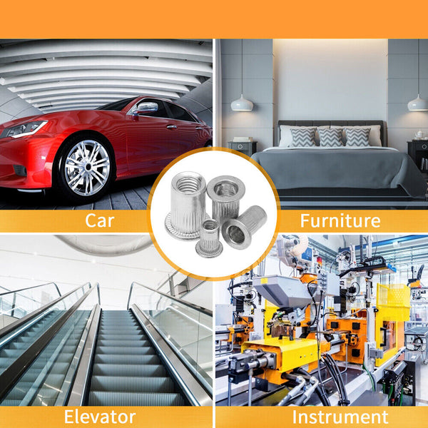 100pcs M6 Thread Carbon  Steel  Flat Head Rivet Nut Rivnut-Insert Nutsert AU