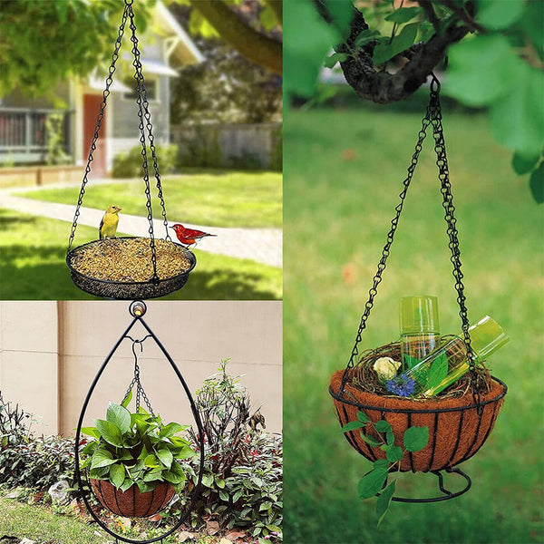 UP 10PCS Flower Pot Hanging Chain 3 Point Garden Plant Hanger S Hook Chain Black