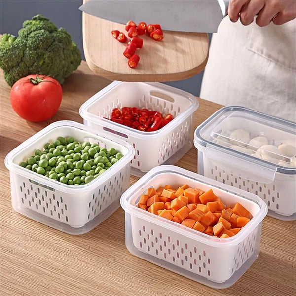 Fridge Storage Container with Removable Colander – BPA Free Fruit and Vegetable Keeper Box