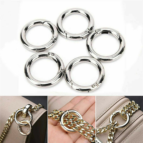 20PCS Round Snap Clip Hook Mini Carabiner Keychain Keyring Bag Connector Ring AU