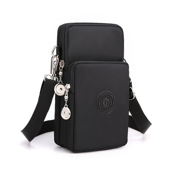 Women Pink Crossbody Phone Bag Nylon Shoulder Purse Coin Storage Pouch