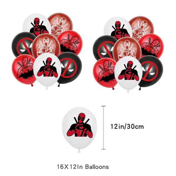 Deadpool Tableware Party Supplies Birthday Banner Topper Balloon Plate