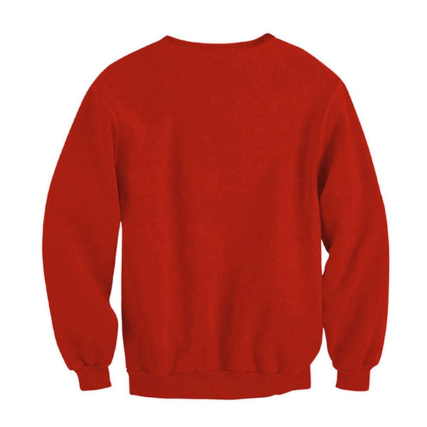 Back view of the red Christmas jumper