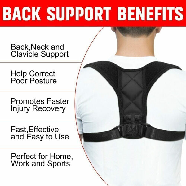 Posture Corrector Adjustable Back Shoulder Belt Support Body Brace Back Unisex