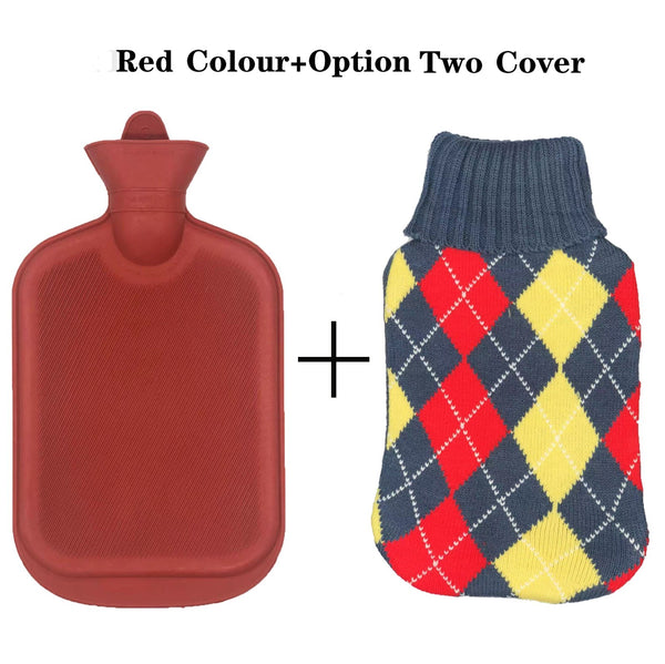 2L Hot Water Bottle Winter Warm Natural Rubber Bag Relaxing Warmer and COVER