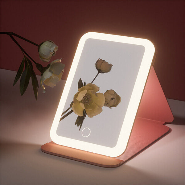 Rechargeable LED Light Cosmetic Makeup Mirror USB Touch Screen Home Desk Vanity