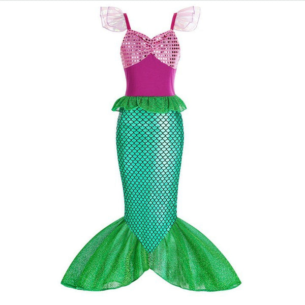 Close up of Ariel dress magenta sequin bodice