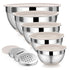 5 Piece Stainless Steel Mixing Bowl Set with Airtight Lids, Graters and Silicone Tongs – Kitchen Prep and Storage Set