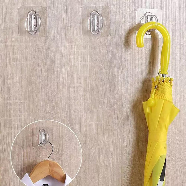 20PCS Adhesive Hook Clips Shelf Support Holders Transparent No Drill Wall Hooks