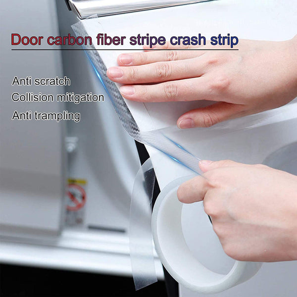 2X Car Door Sill Protector Edge Sticker Carbon Fiber Rubber Bumper Guard Strip