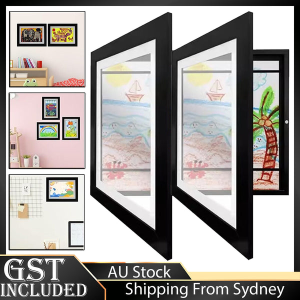 1PC Kids Art Frames Children Art Project Wooden Artwork Display Hold 50 Picture