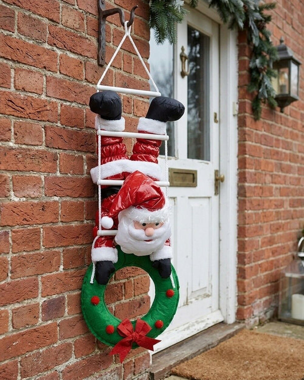 Hanging Santa On Rope Ladder Outdoor Nylon Christmas Decoration | 1.1m