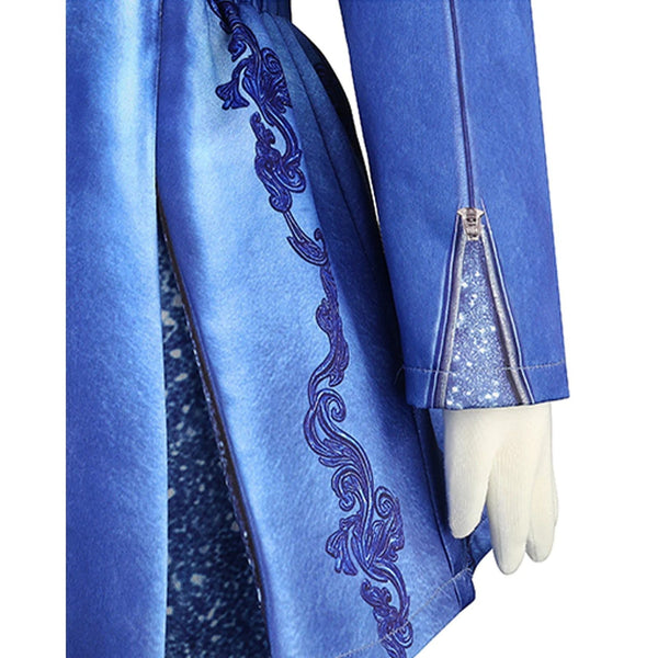 Close up of Descendants Chloe costume skirt embroidery and zip