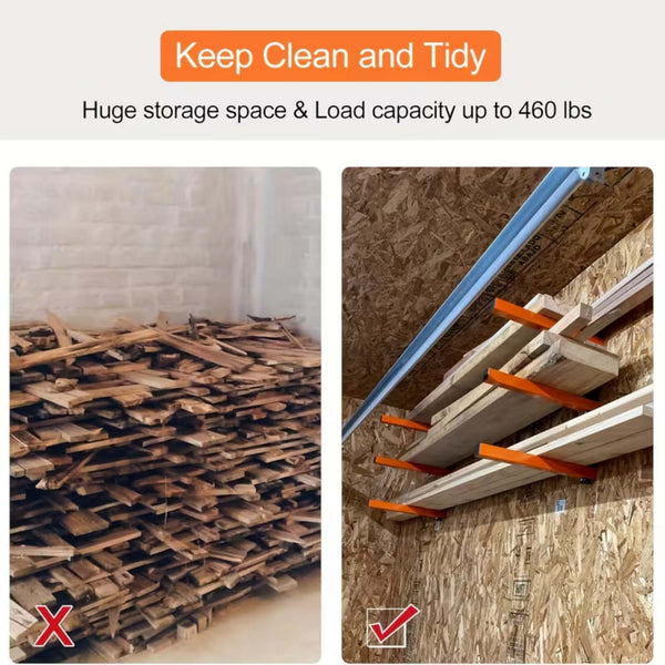 2pcs Wall Mounted Lumber Storage Rack | Heavy Duty Metal Wood & Firewood Storage Brackets