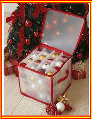 Christmas Bauble Storage Box – 64 Ornament Organiser, 30cm Zip Cube with Dividers