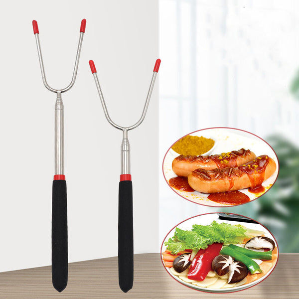 10 Pack Extendable Marshmallow Roasting Sticks – Telescopic BBQ Forks for Campfire, Grill and Barbecue
