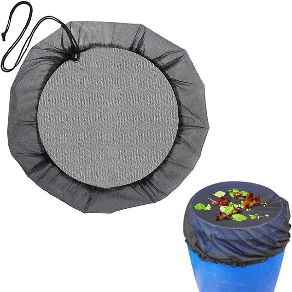 Rain Barrel Cover Mesh Net – Drawstring Bucket Lid to Keep Out Leaves, Debris & Mosquitoes