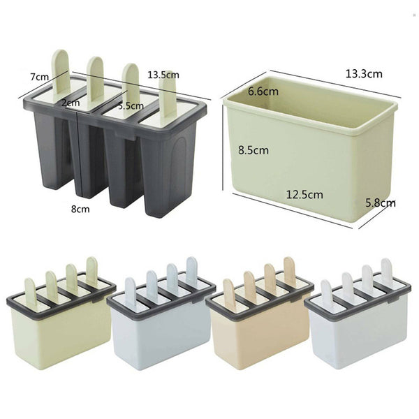 3PCS 4 Cells Block Moulds Ice Cream Mold Icy Pole Jelly Pop Popsicle Maker Mould