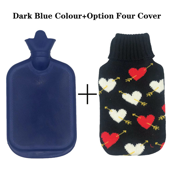 2L Hot Water Bottle Winter Warm Natural Rubber Bag Relaxing Warmer and COVER