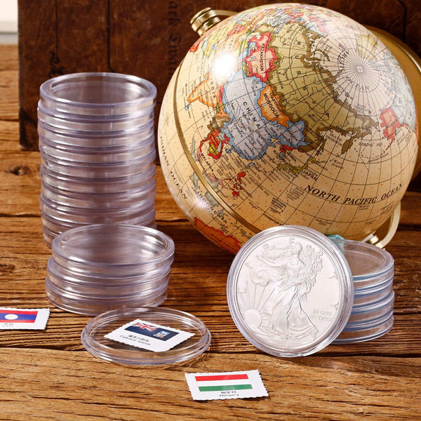 40X 40.8mm Coin Holder Capsules Box Storage Clear Round Display Coin Cases Round
