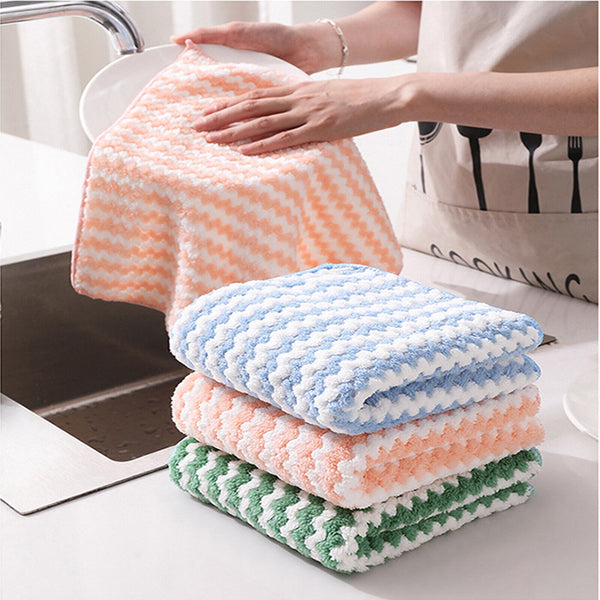 10PCS 25x25cm Microfibre Cloth Rag Bulk Car Kitchen Glass Cleaning Towel Washing