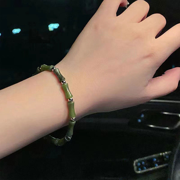 New Chinese Green Bamboo Splicing Bracelet Unique Handmade Jewelry Fashion AU