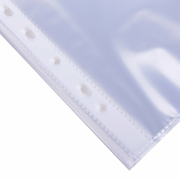 100pcs A4 Clear Plastic Punched Pockets Folders Filing Sleeves Document Files AU