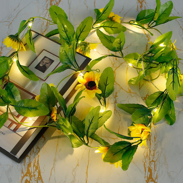 2M Artificial Sunflower Fairy String Light Home Party Wedding Lamp Decor Xmas AU