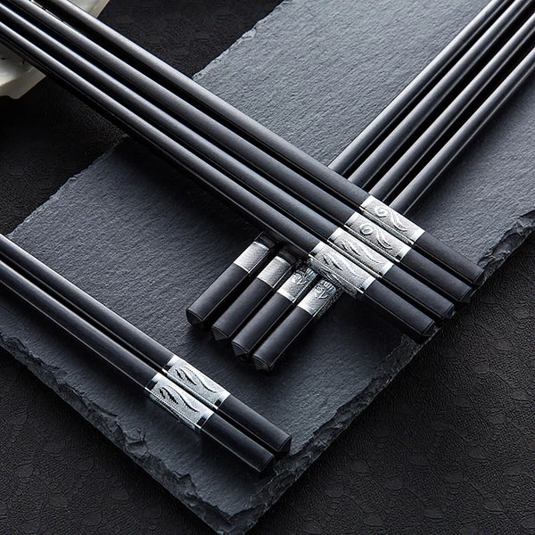 40Pairs Chopsticks Reusable Dishwasher Safe,Alloy Chop Sticks Non Slip Black
