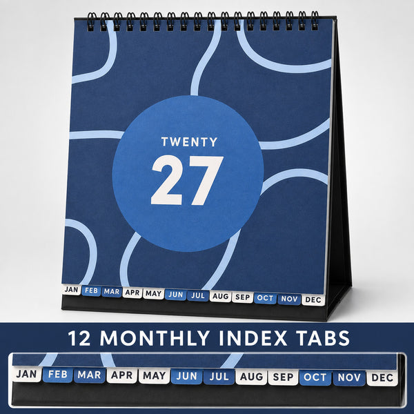 2027 Desk Calendar Month to View Monthly Planner Stand Up with Tabs Office Home