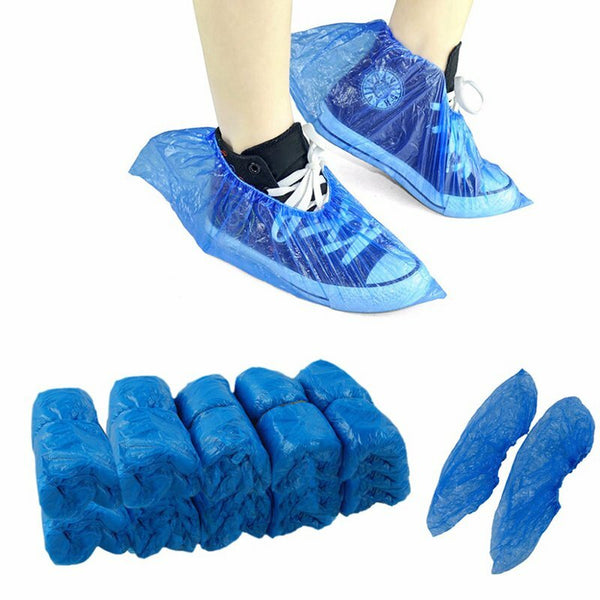 500PCS Disposable Waterproof Shoe Covers Blue Plastic Boot Covers Mud Resistant