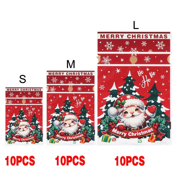 Mixed size pack A: 10 small Santa, 10 medium Santa and 10 large Santa Christmas gift bags