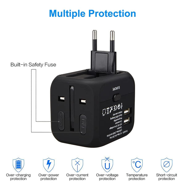 Universal World Travel Adapter 2 USB Charger US/UK/EU/AU Plug Converter 100-240V